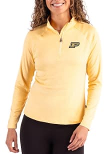Cutter and Buck Purdue Boilermakers Womens Gold Coastline Qtr Zip