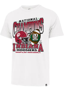 47 Indiana Hoosiers White 2025 CFP National Champions Franklin Helmet Short Sleeve Fashion T Shirt