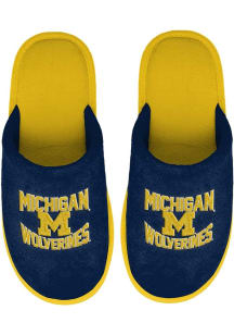 Michigan Wolverines Wordmark Stacked Big Logo Mens Slippers