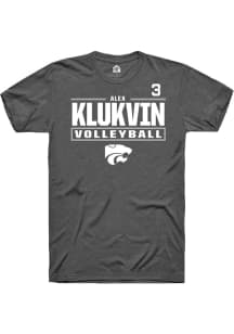 Alex Klukvin K-State Wildcats Dark Grey NIL Stacked Box Short Sleeve Player T Shirt