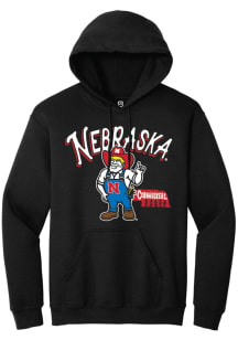 Summit Sportswear Nebraska Cornhuskers Mens Black Arch Herbie State Logo Long Sleeve Hoodie