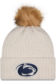 New Era Penn State Nittany Lions White Cuff Pom Womens Knit Hat