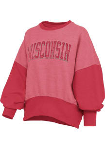 Pressbox Wisconsin Badgers Womens Red Meadow Crew Sweatshirt