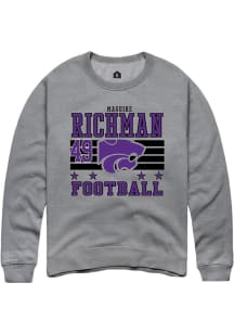 Maguire Richman K-State Wildcats Mens Grey Football NIL Striped Player Crew