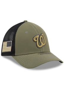 New Era Washington Nationals Mens Olive 2026 MLB Armed Forces Day 39THIRTY M Crown Flex Hat