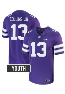 Rj Collins Jr. K-State Wildcats Youth Purple Nike NIL Name And Number Football Jersey
