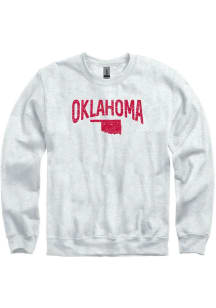 Oklahoma Mens Ash Wordmark Long Sleeve Crew Sweatshirt