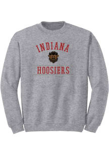 Indiana Hoosiers Mens Grey Bison Mesh Arch Long Sleeve Crew Sweatshirt