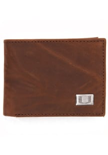 Miami Hurricanes Leather Mens Bifold Wallet