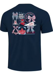 Arizona Wildcats Womens Navy Blue Gingham Bows Short Sleeve T-Shirt