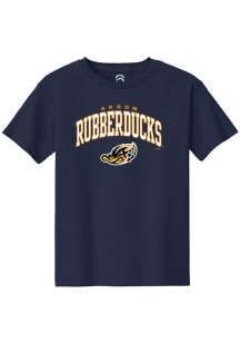 Summit Sportswear Akron RubberDucks Youth Navy Blue Arch Mascot Short Sleeve T-Shirt