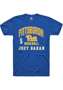 Joey Baran Pitt Panthers Blue NIL Arch Logo Short Sleeve Player T Shirt