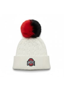 Lusso Ohio State Buckeyes White Astrid Two Tone Pom Womens Knit Hat
