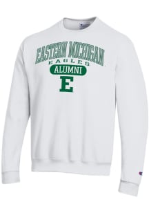 Champion Eastern Michigan Eagles Mens White Pill Box Alumni Powerblend Long Sleeve Crew Sweatshirt