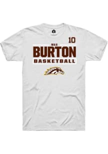 Max Burton Western Michigan Broncos White NIL Stacked Box Short Sleeve Player T Shirt