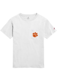 Clemson Tigers White All American Pocket Double Hit Short Sleeve T Shirt