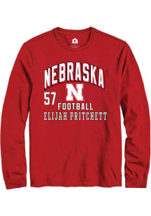 Elijah Pritchett Nebraska Cornhuskers Red Football NIL Arch Logo Long Sleeve Player T Shirt
