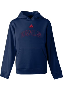 Adidas Florida Atlantic Owls Youth Navy Blue Heat Seal Fleece Long Sleeve Hoodie