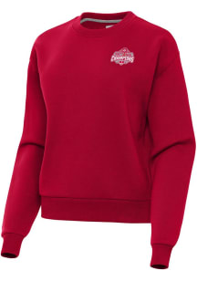 Antigua Ohio State Buckeyes Womens Red 2024 Football National Champions Victory Crew Sweatshirt