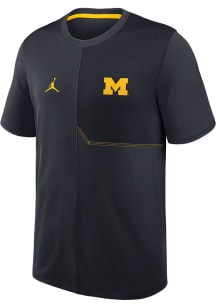Nike Michigan Wolverines Blue DriFit Coach Practice Jordan Short Sleeve T Shirt