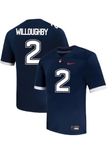 Jediyah Willoughby  Nike UConn Huskies Navy Blue NIL Name And Number Football Jersey