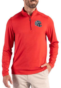 Cutter and Buck New England Patriots Mens Red Helmet Coastline Long Sleeve Qtr Zip Pullover