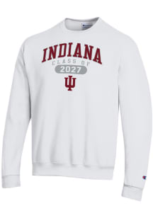 Champion Indiana Hoosiers Mens White Class of 2027 Powerblend Long Sleeve Crew Sweatshirt