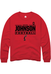 Isaiah Johnson Cincinnati Bearcats Mens Red Football NIL Stacked Box Player Crew
