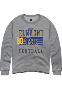 Akram Elnagmi Pitt Panthers Mens Grey Football NIL Striped Player Crew