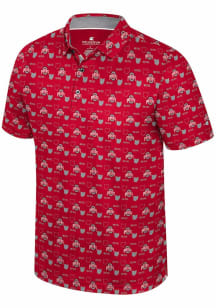 Colosseum Ohio State Buckeyes Mens Red Truthsayer Short Sleeve Polo