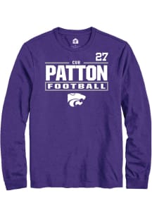 Cub Patton K-State Wildcats Purple Football NIL Stacked Box Long Sleeve Player T Shirt