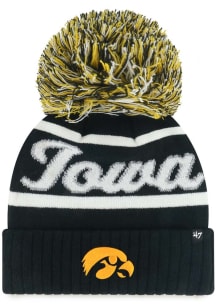 47 Iowa Hawkeyes Black Spirited Cuff Pom Womens Knit Hat