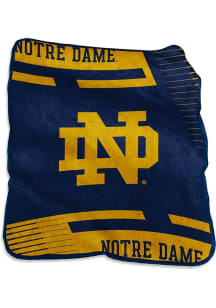 Notre Dame Fighting Irish Double Stripe Raschel Throw Blanket - Navy Blue