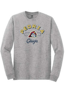 Summit Sportswear Peoria Chiefs Grey Vintage Arch Script Long Sleeve T Shirt