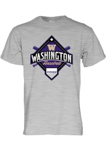 Blue 84 Washington Huskies Ash Big Ten Baseball Short Sleeve T Shirt