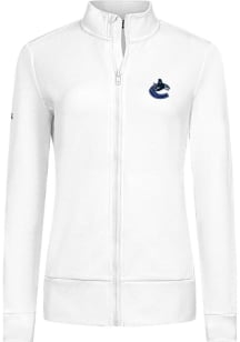 Levelwear Vancouver Canucks Womens White Shine Embroidered 3D Patch Long Sleeve Full Zip Jacket
