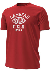 Under Armour Wisconsin Badgers Red Arch Lambeau Field Short Sleeve T Shirt