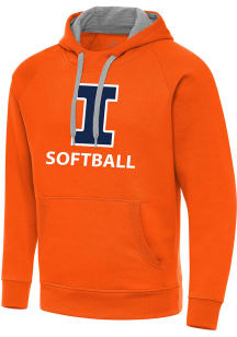 Antigua Illinois Fighting Illini Mens Orange Softball Victory Long Sleeve Hoodie