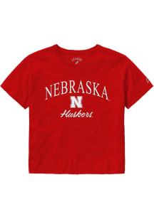 Nebraska Cornhuskers Womens Red Clothesline Crop Short Sleeve T-Shirt