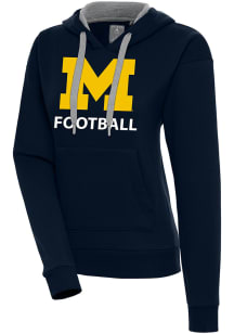 Antigua Michigan Wolverines Womens Navy Blue Football Victory Hooded Sweatshirt