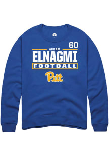 Akram Elnagmi Pitt Panthers Mens Blue Football NIL Stacked Box Player Crew