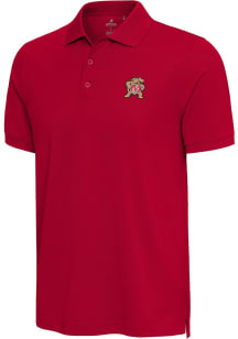 Antigua Maryland Terrapins Mens Red Nobel Short Sleeve Polo