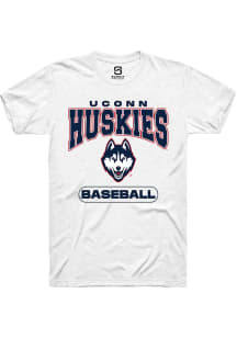 Summit Sportswear UConn Huskies White Baseball Short Sleeve T Shirt