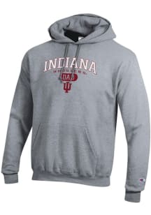 Champion Indiana Hoosiers Mens Grey Dad Pill Powerblend Long Sleeve Hoodie