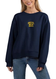 Drexel Dragons Womens Navy Blue Old School Crew Sweatshirt