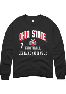 Jermaine Mathews Jr Ohio State Buckeyes Mens Black Football NIL Arch Logo Player Crew