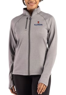 Cutter and Buck Illinois Fighting Illini Womens Graphite Peshastin Long Sleeve Full Zip Jacket