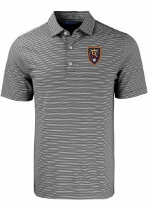 Cutter and Buck Real Salt Lake Mens Black Forge Double Stripe Short Sleeve Polo