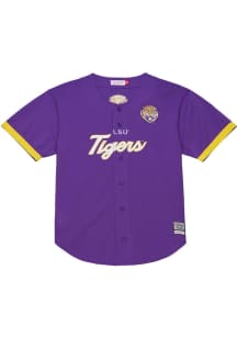 Mitchell and Ness LSU Tigers Mens Purple Head Coach Baseball Jersey
