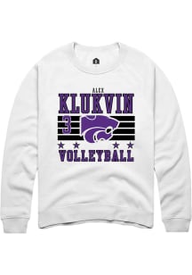 Alex Klukvin K-State Wildcats Mens White NIL Striped Player Crew